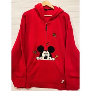 Vintage Mickey fleece quarter zip hood